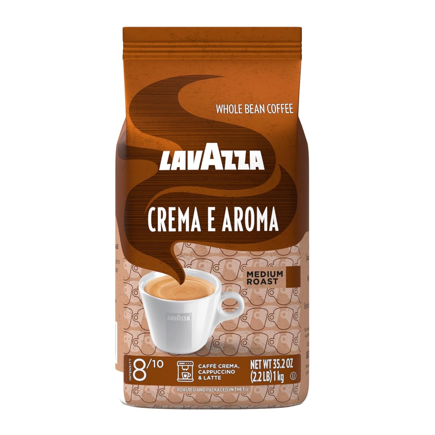 Lavazza Crema E Aroma Whole Bean Coffee Blend, 2.2-Pound Bag , Balanced Medium Roast with an Intense, Earthy Flavor and Long Lasting Crema, Non-Gmo