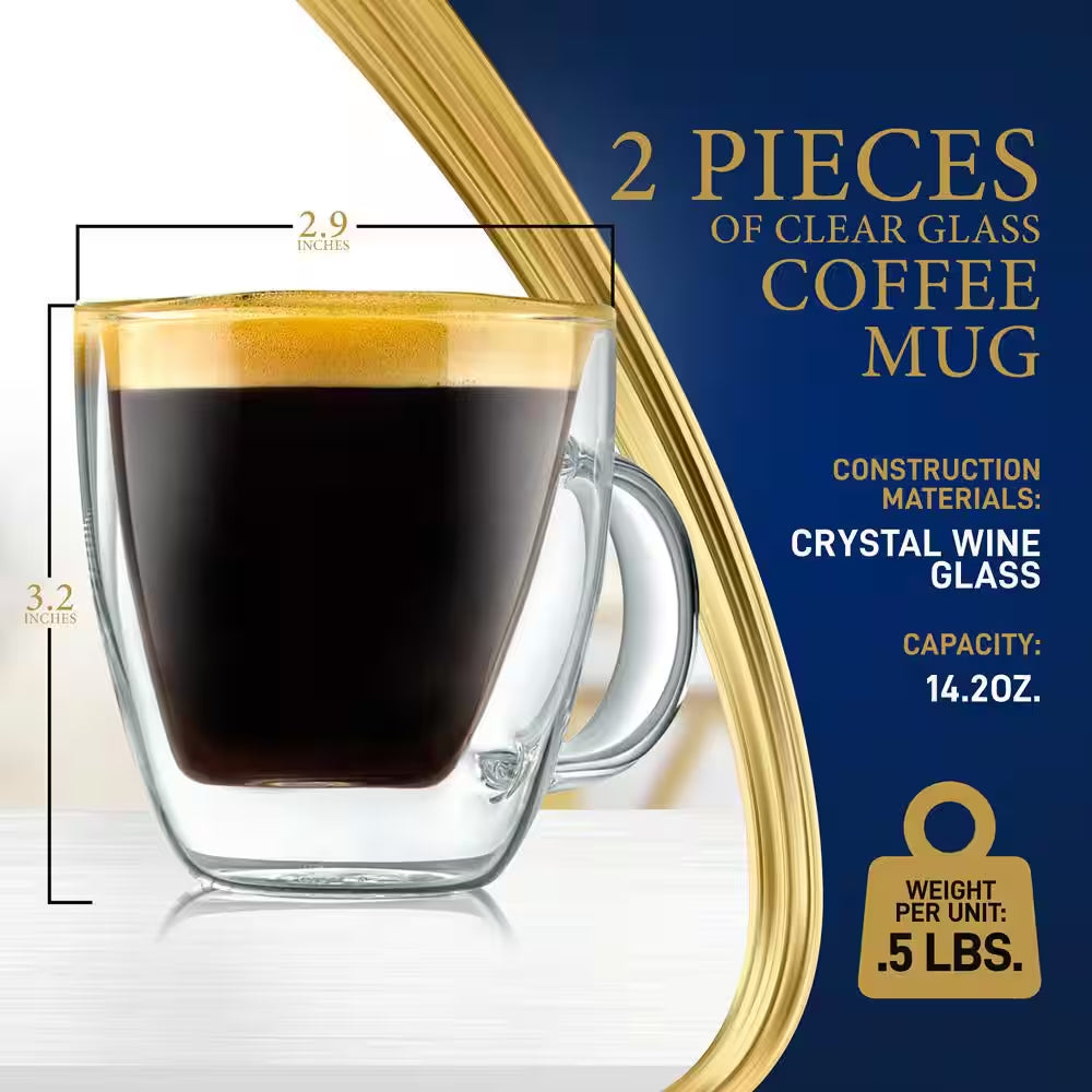 5.2 Oz. Clear Glass Coffee Mug Set (Set of 2)