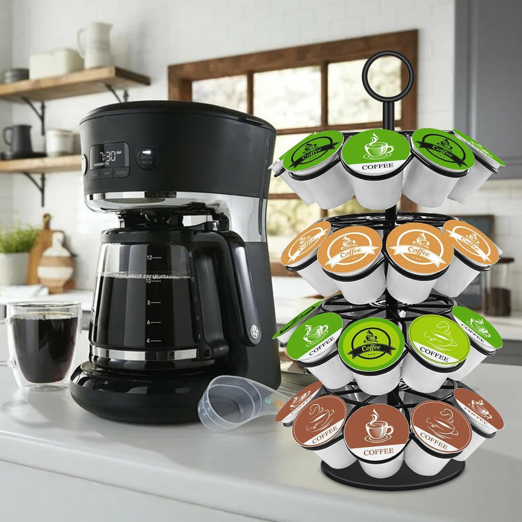 Coffee Pod Holder, K Cup Organizer Compatible with K-Cups(36 Pods), Kitchen Detachable Coffee Pod Organizer for Countertop, Spins 360-Degrees