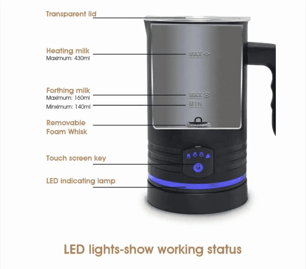 Milk Frother, 4-In-1 Electric Milk Frothers, 15Oz/430Ml Automatic Hot and Cold Foam Maker and Milk Warmer for Latte, Cappuccinos, Macchiato, from the Makers of Instant 500W, Black