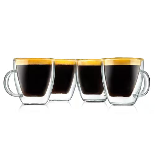 5.2 Oz. Clear Glass Coffee Mug Set (Set of 4)