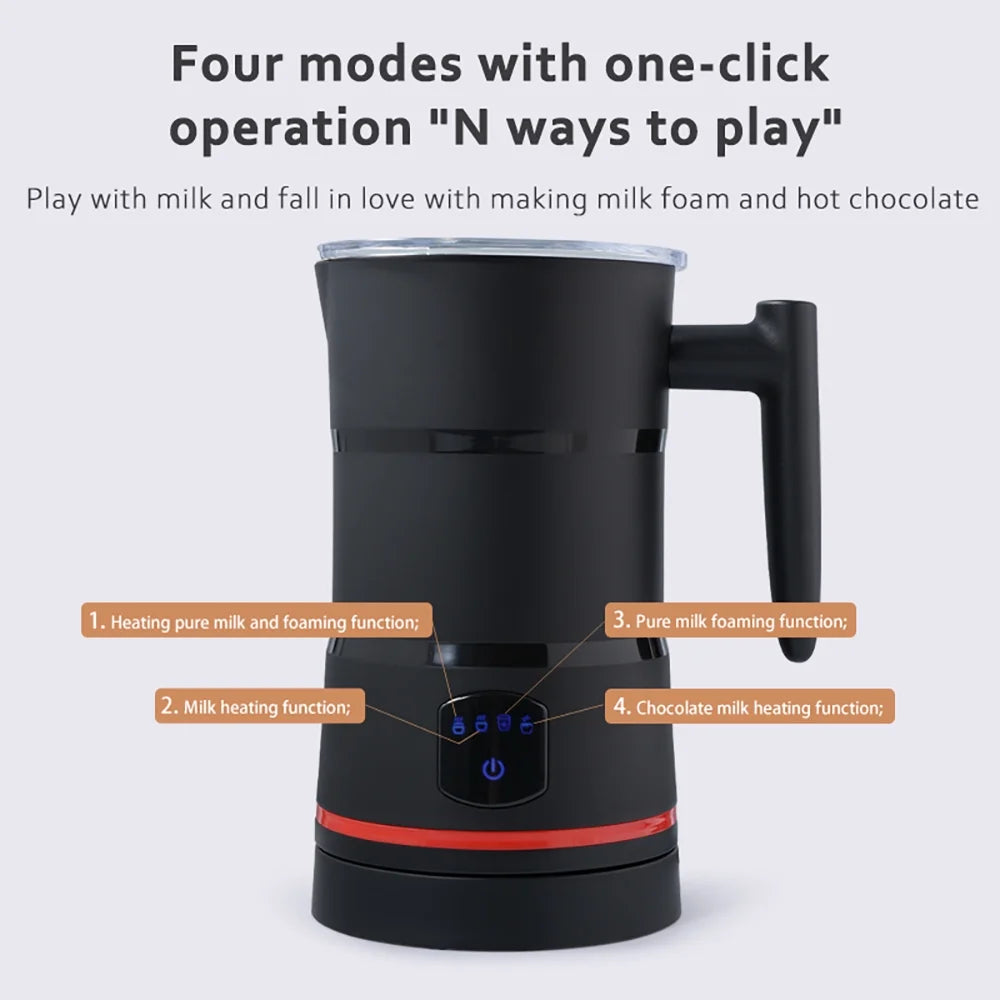 Milk Frother, 4-In-1 Electric Milk Frothers, 15Oz/430Ml Automatic Hot and Cold Foam Maker and Milk Warmer for Latte, Cappuccinos, Macchiato, from the Makers of Instant 500W, Black